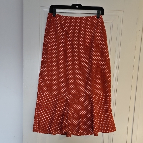 Lush Polka Dot Burnt Orange Skirt, Size L, Lightweight, NWT - Picture 1 of 8